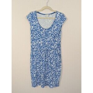 Boden 10 US Dress Margot Floral Jersey Midi Cap Sleeve Pockets Blue UK 14 Womens